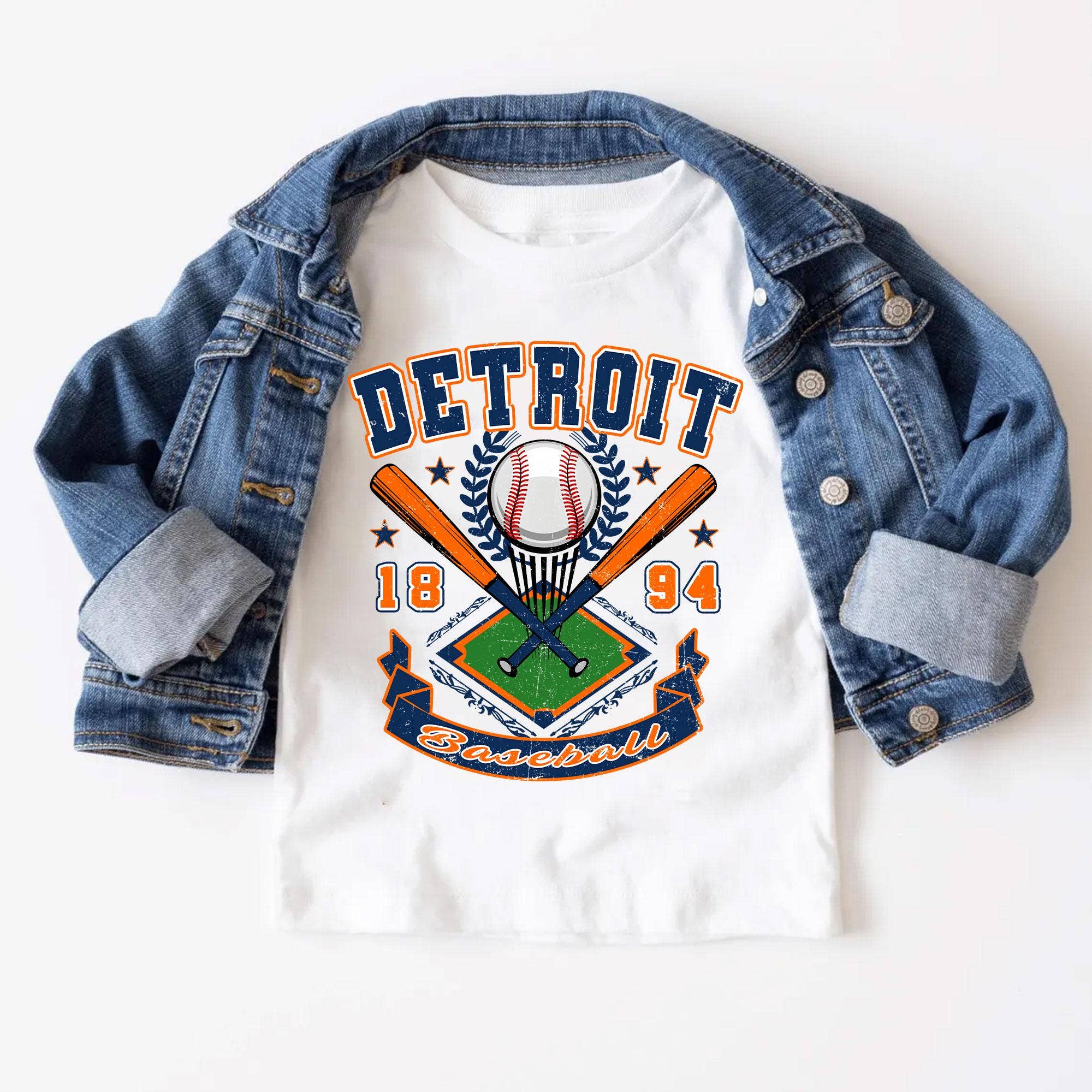 Detroit Baseball Tee For Kids and Adults, Retro Sport Fan