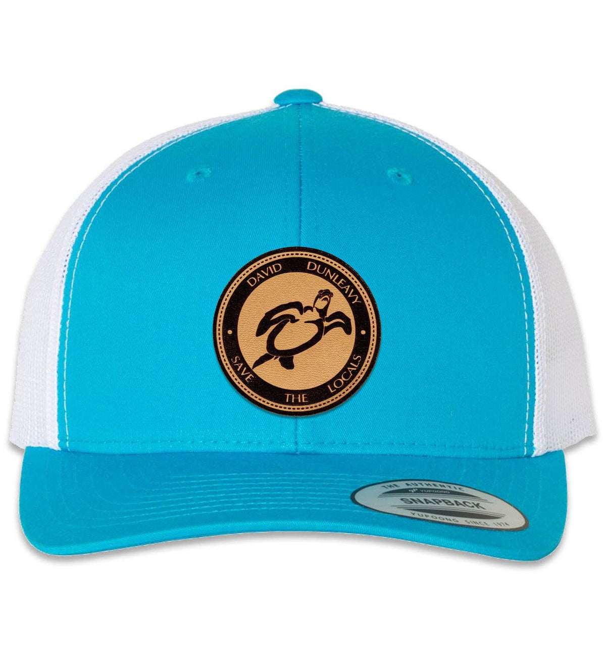 Turtle Deco 6 Panel Trucker Snap Back Turquoise White Hat Unisex