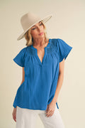 8269DK Thia Embroidered Short Sleeve Top