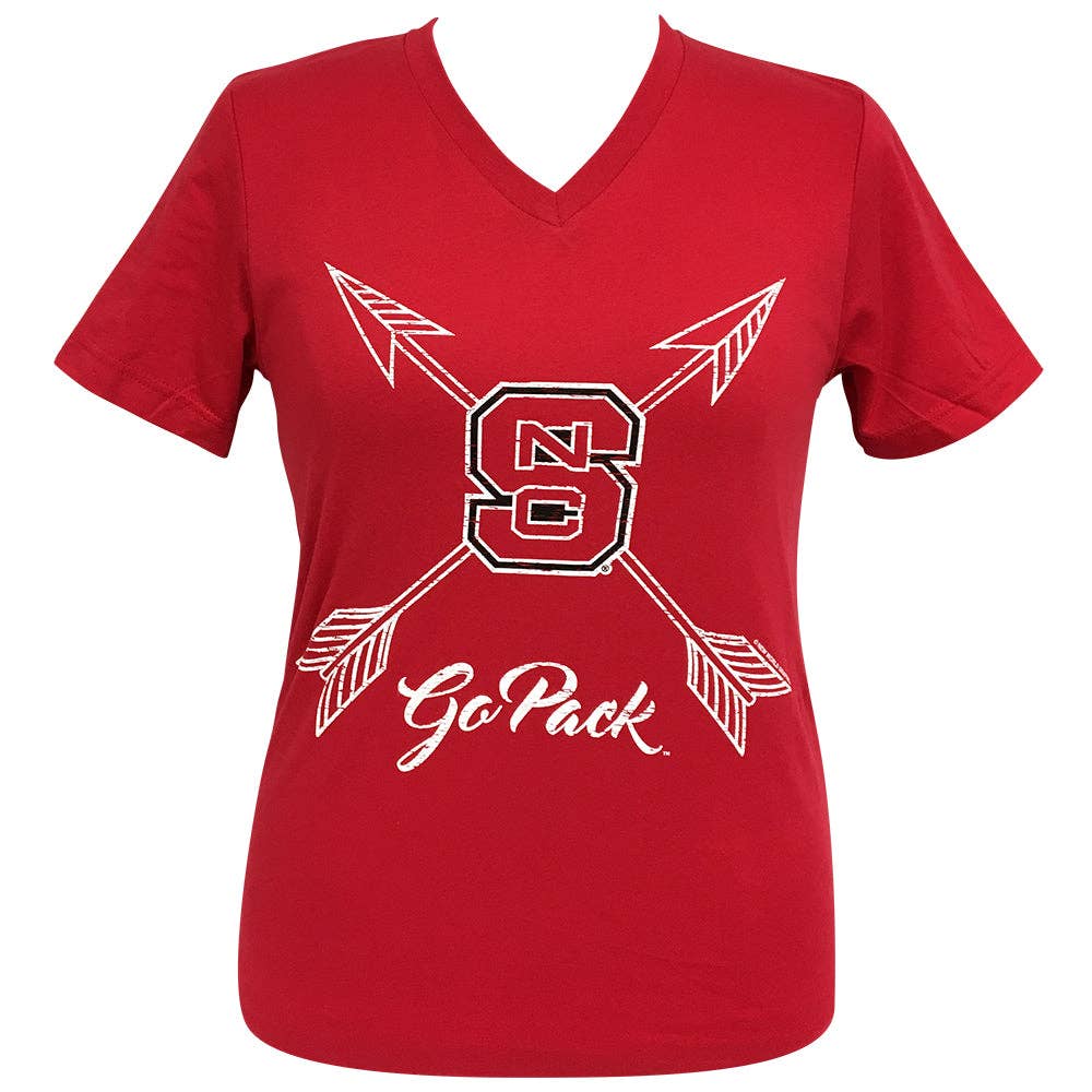 Arrows Go Pack Nc State Short Sleeve V-Neck Tee