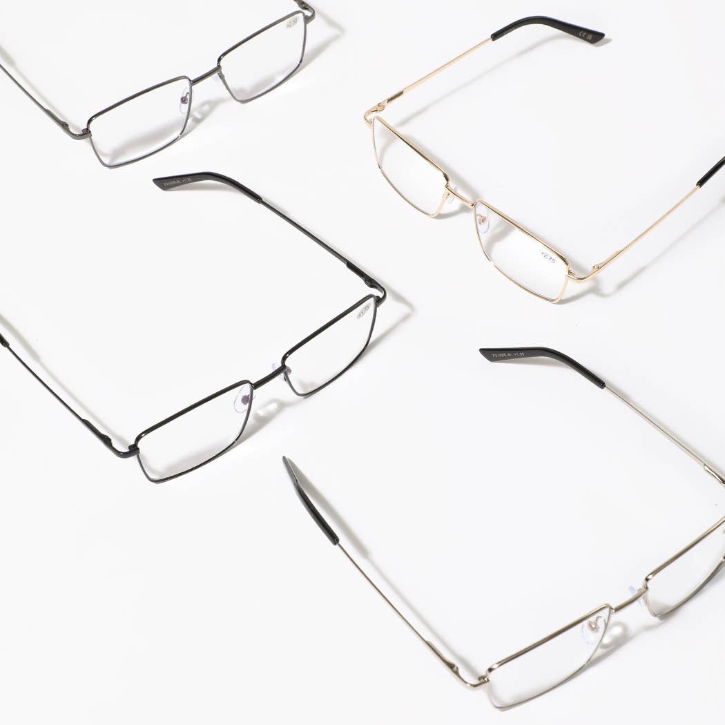Rectangle Metal Frame Blue Light Reading Glasses