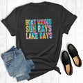 Tie Dye Boat Waves Sun Rays Lake Days Graphic Tee