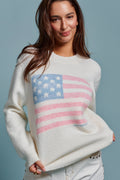 Vintage Flag Graphic Relaxed Soft Knit Sweater