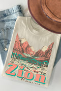 Women Zion Canyon Graphic Print Short Sleeve Loose Fit Top