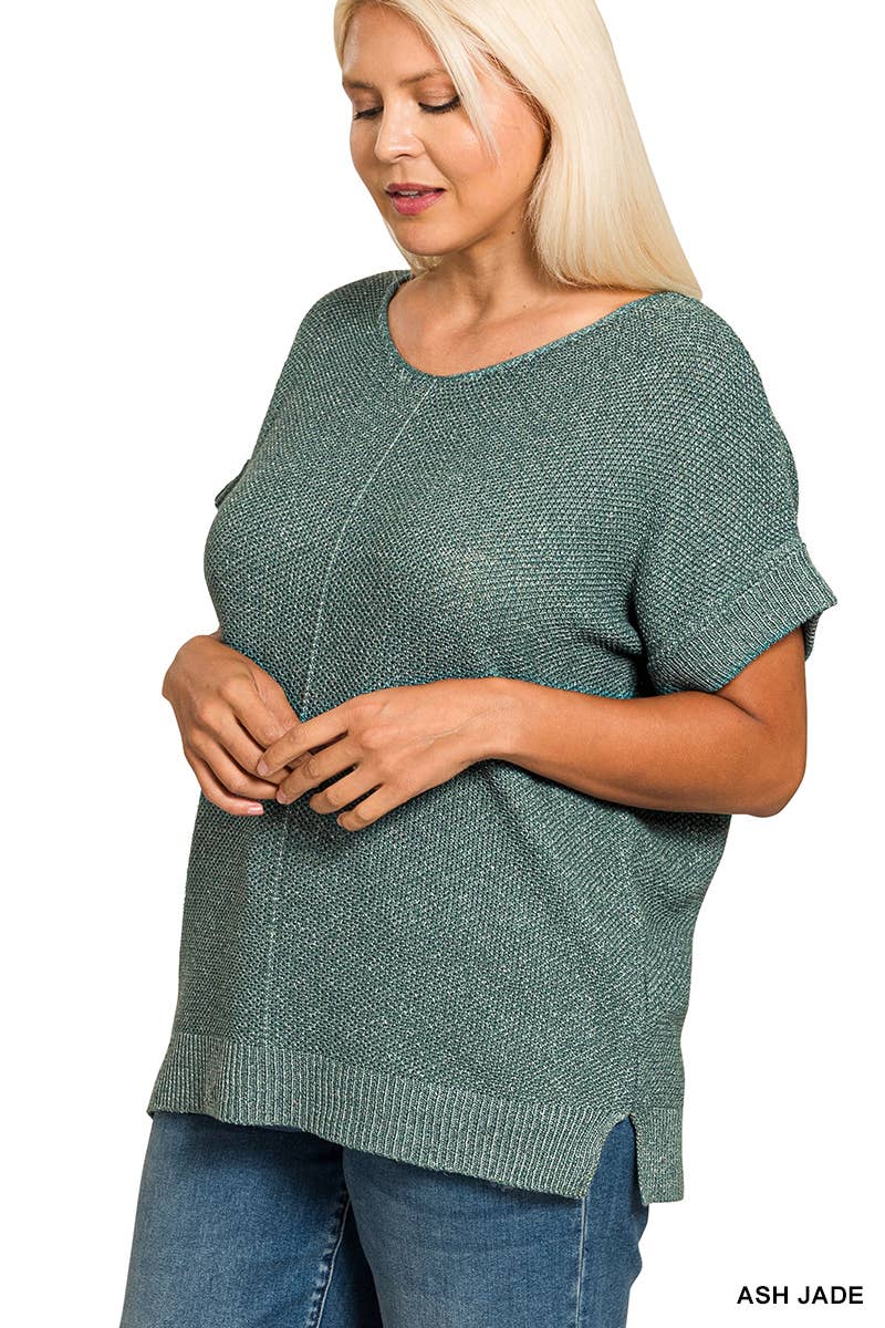 ...0905 Plus Center Seam Short Sleeve Sweater SI-28730