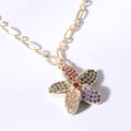 Multi-Color Flower Cz Pendant Necklace