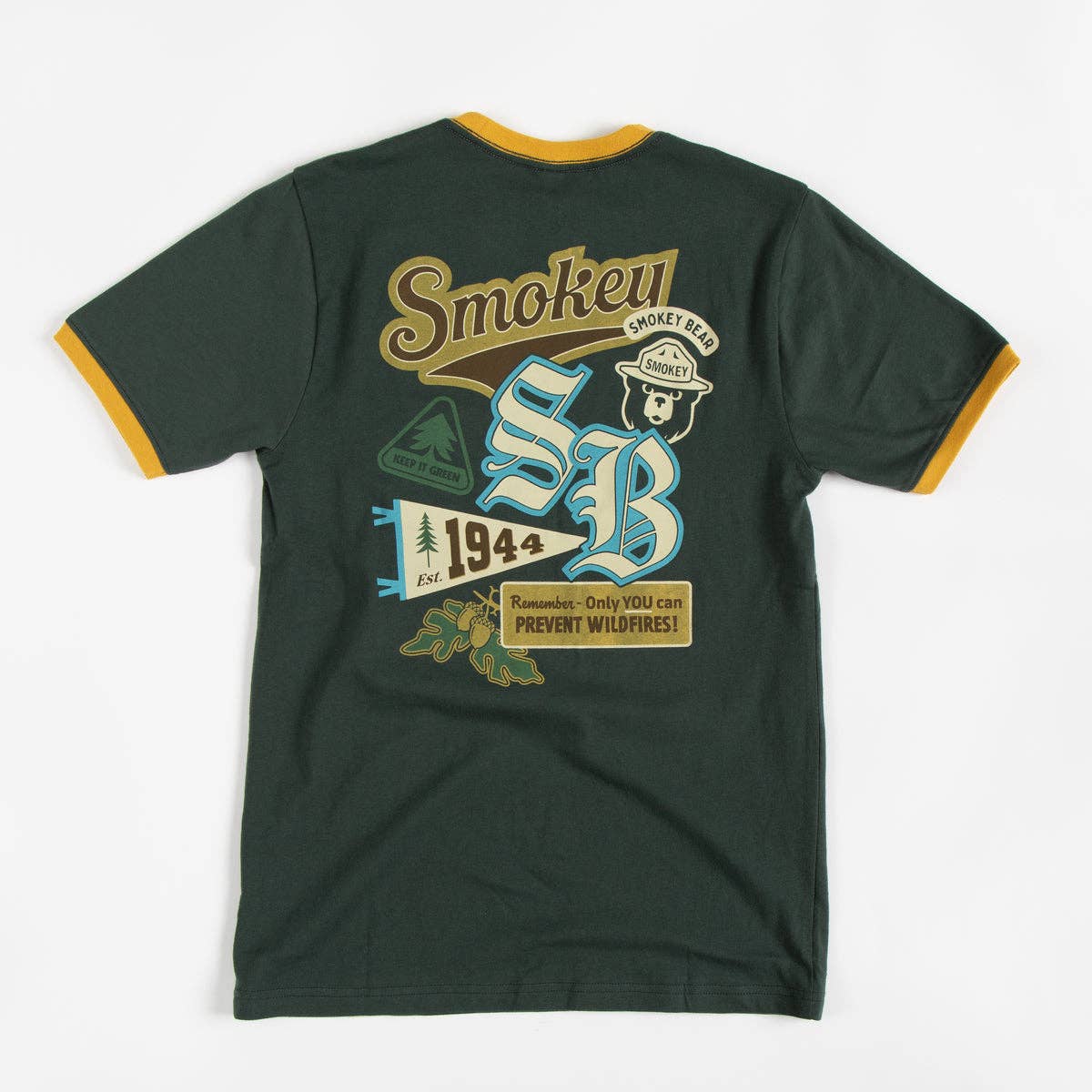 Smokey Bear Emblems Unisex Short Sleeve Ringer Tee