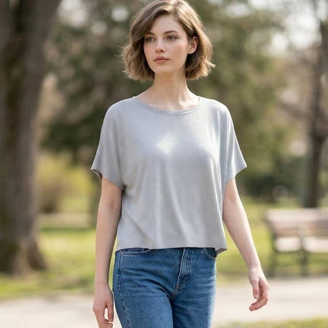 0401 Cropped Round Neck Tee SI-27341