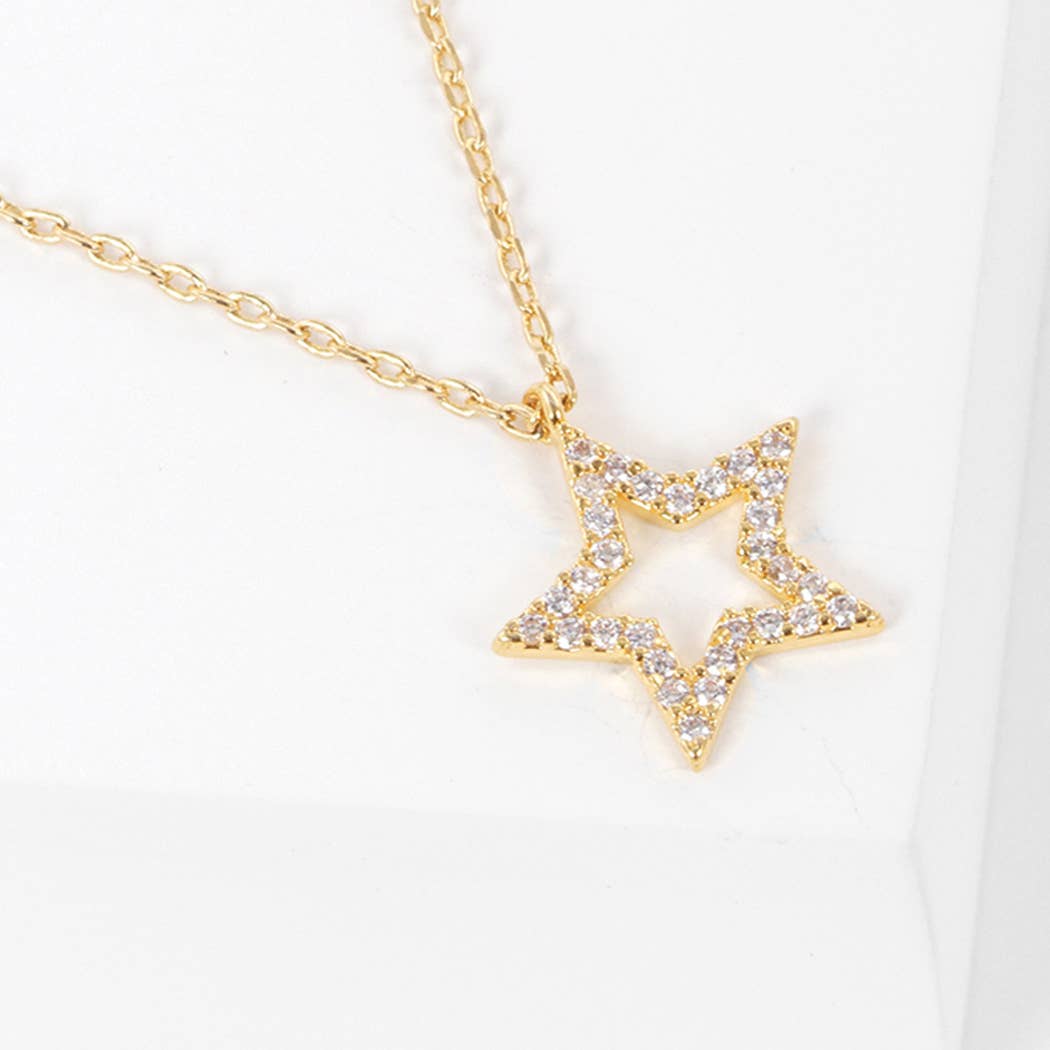 Cz Gold-Dipped Rhinestone Star Necklace