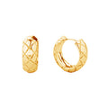 14K Gold-Dipped Check Pattern Huggie Earring