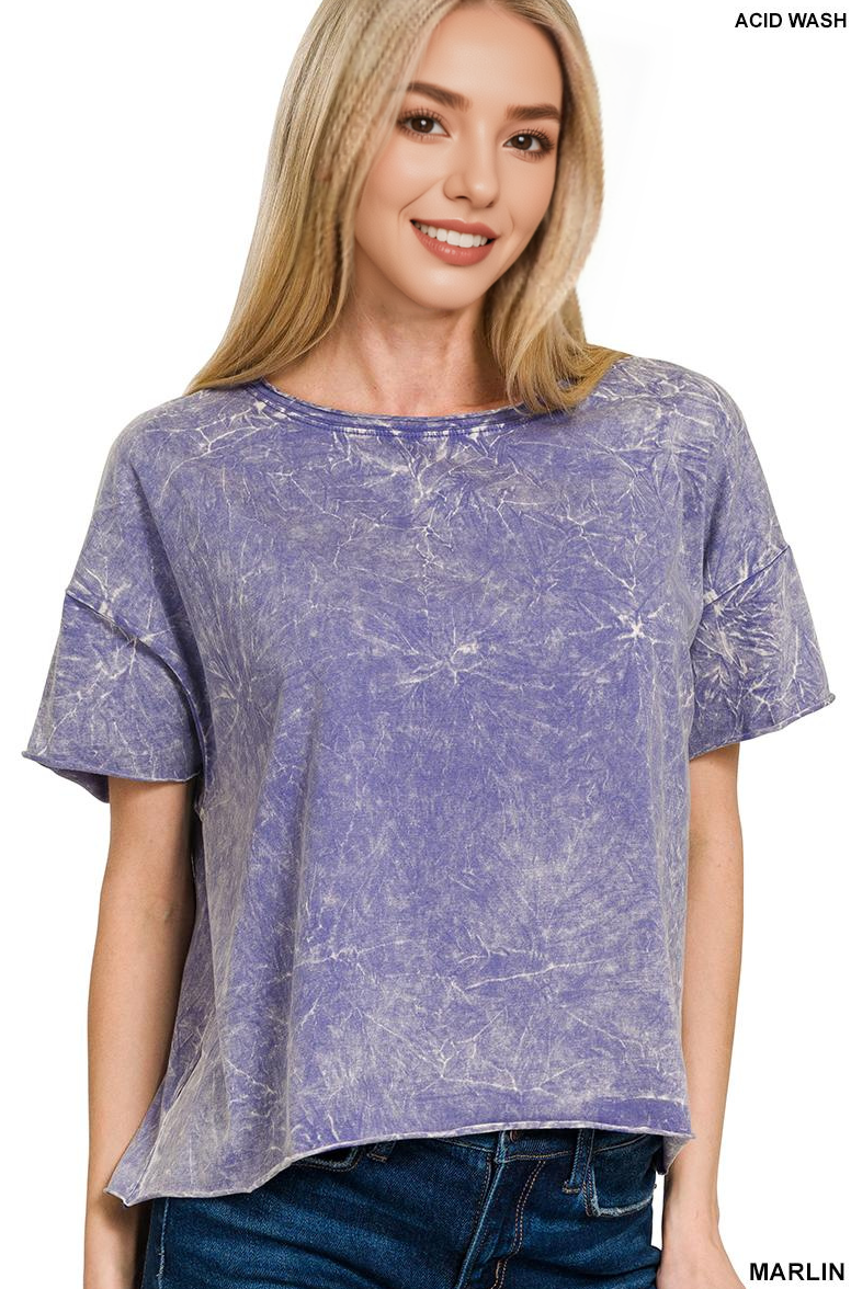 0807 Washed Crew Neck Crop Tshirt SI-27489