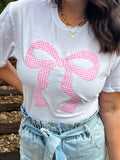 Bow Gingham Floral Short Sleeve T