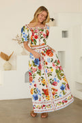 Floral Border Print Midi Skirt