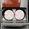 Coquette Bow Spring Squares Car Coasters, Girly Car Coaster