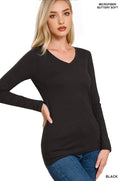 ...0809 Brushed Microfiber Long Sleeve V Neck Tee SI-24850
