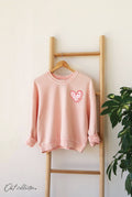 Mama Heart with Pattern Cropped Thermal Vintage Pullover