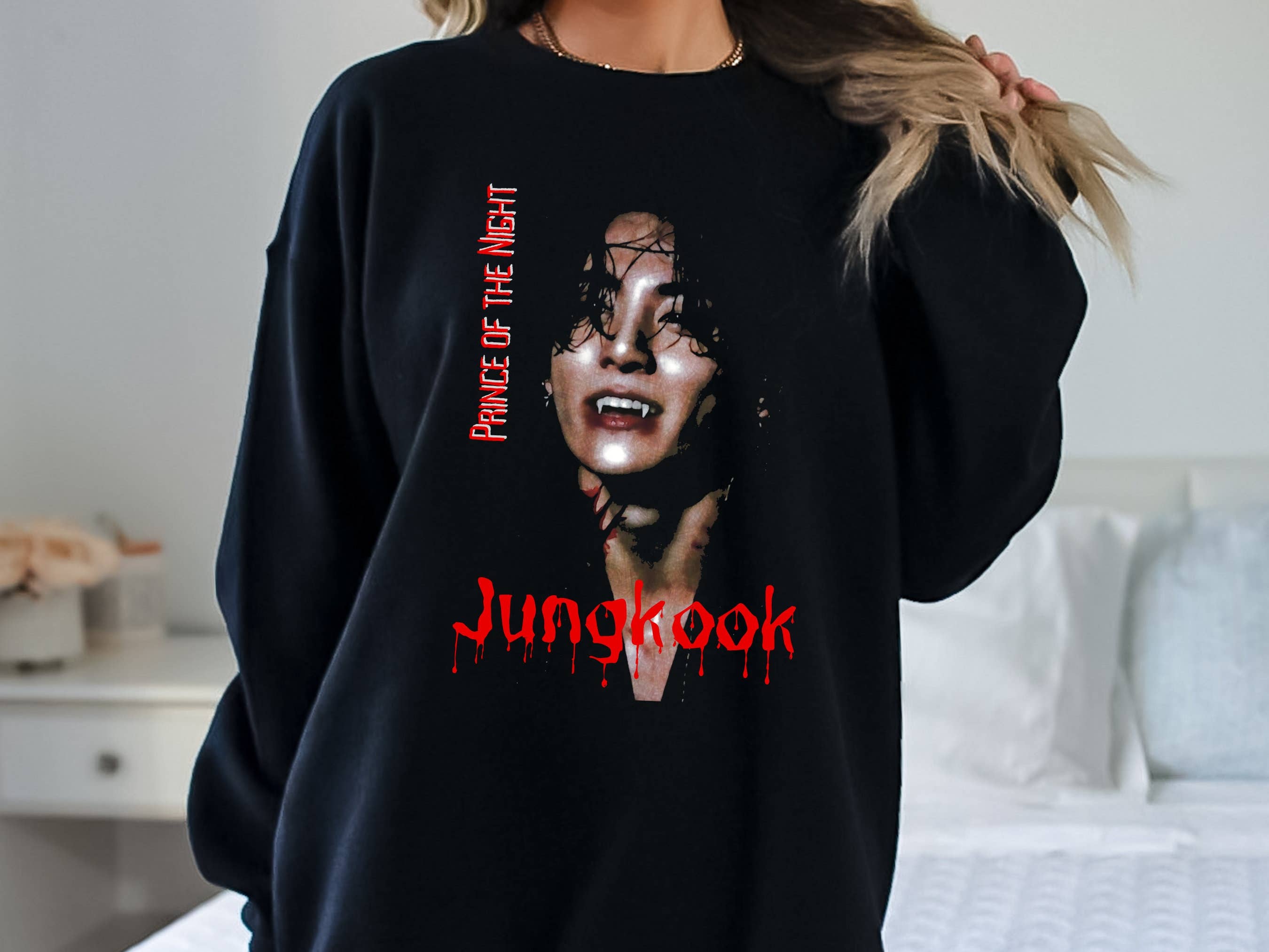 Bts Jungkook Vampire Sweatshirt - Dark Academia Halloween St