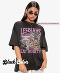 Vintage Lesbians Eat What! Funny Offensive Cat Bootleg Shirt