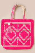 Boho Woven Pom Pom Tassel Tote Bags
