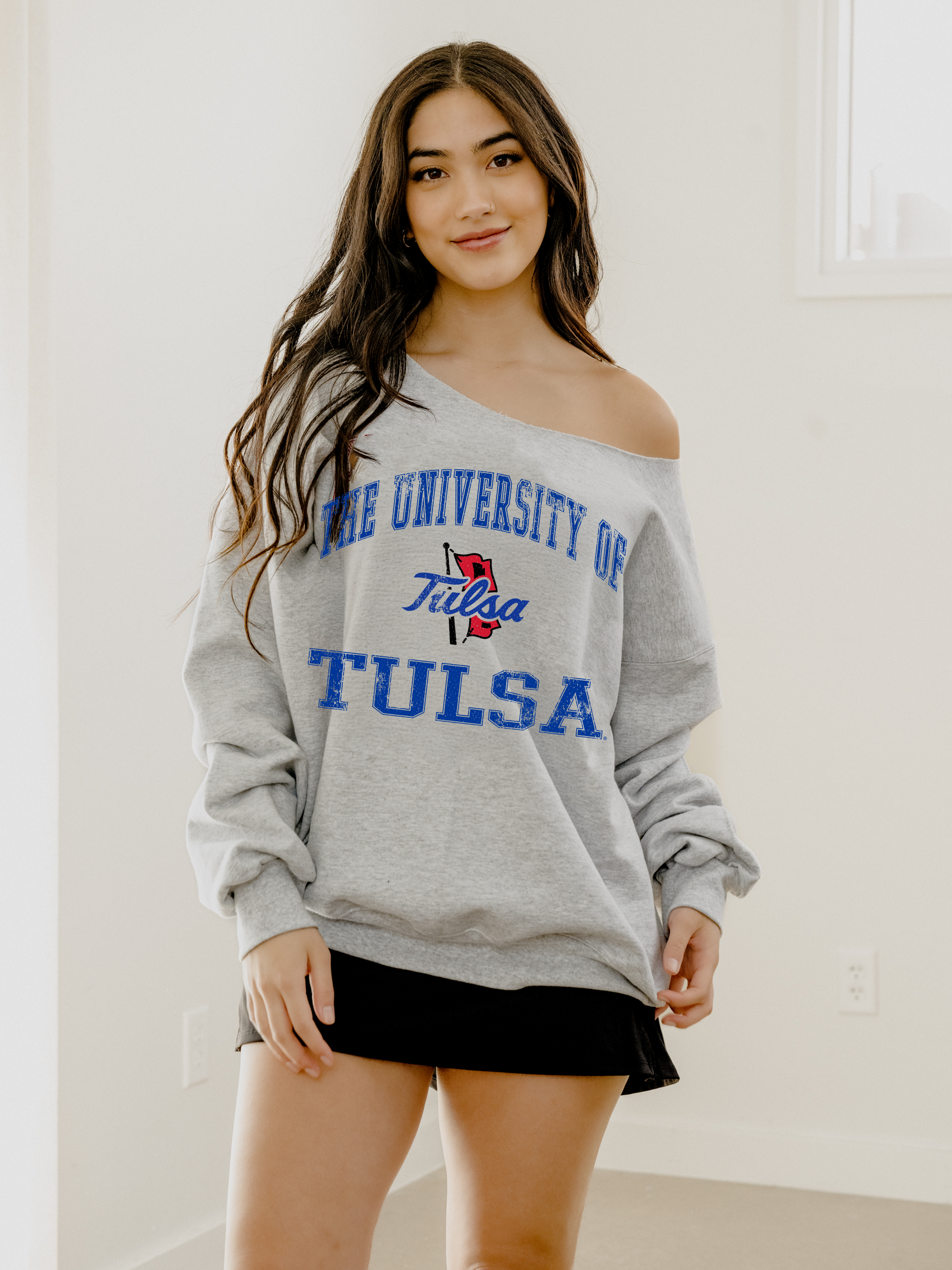 Tu Tulsa Vintage Sport Ash Gray Flashdance Sweatshirt