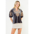 Puff Sleeve Embroidered Detail Top