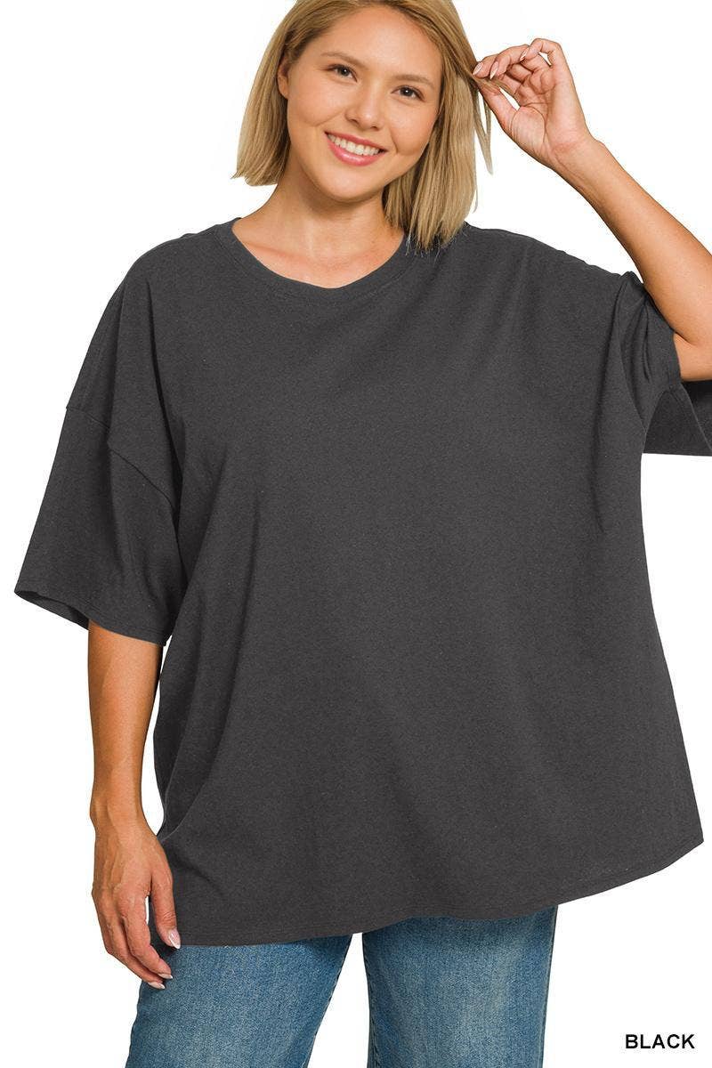 1119 Plus Oversized Short Sleeve Tunic Tee SI-29092