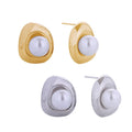 14k Gold Dipped Pearl Orbit Post Earrings