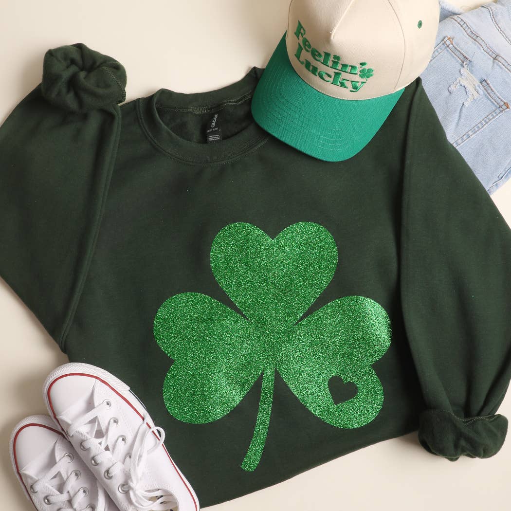 Lucky Clover Glitter Heavyweight Fleece Sweatshirt