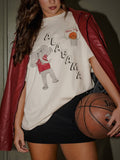 Bama Crimson Tide Retro Basketball Off White Thrifted Tee