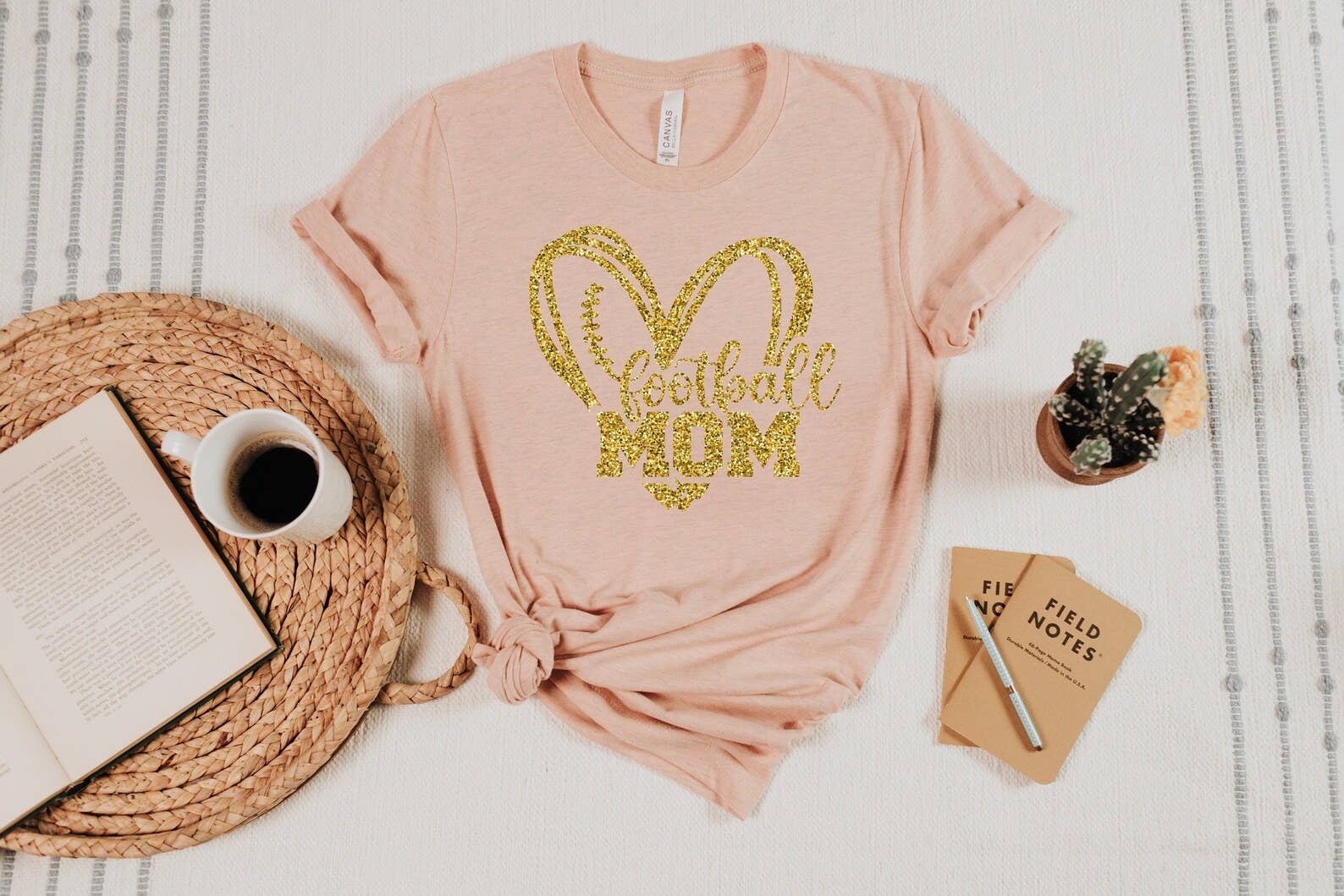 Glitter Football Mom T-Shirt