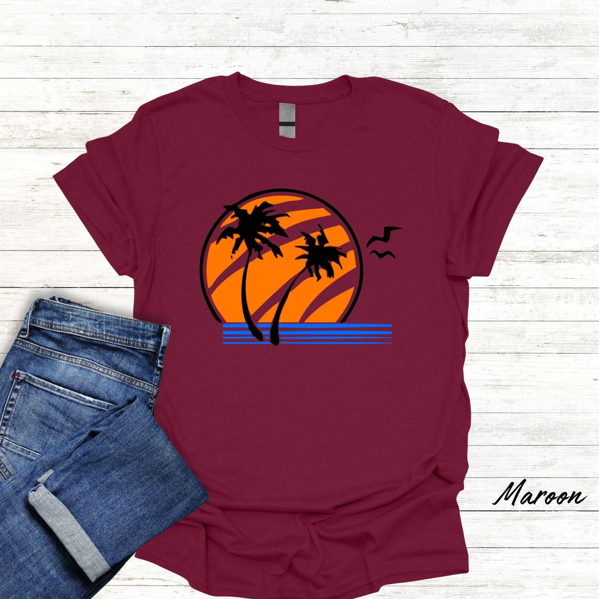 Ellie Sunset Palm Trees Tlou Shirt Fan Gift