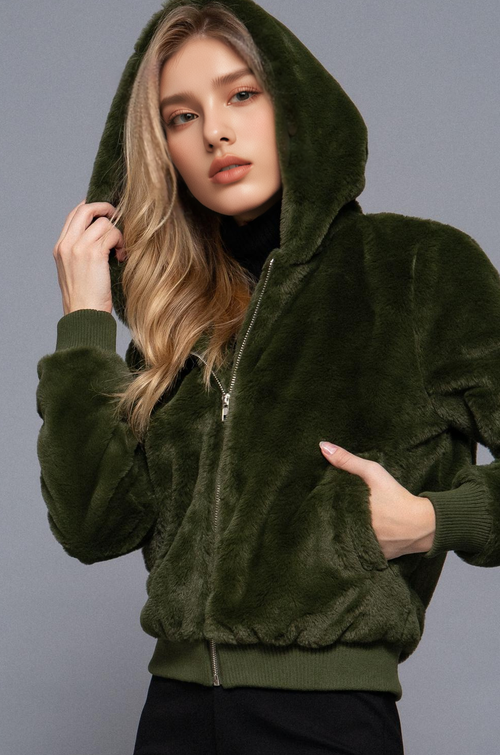 ",,,....Hoodie Faux Fur Jacket