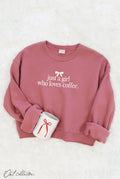 Just A Girl Who Loves Coffee Mid Cropped Graphic Sweatshirt