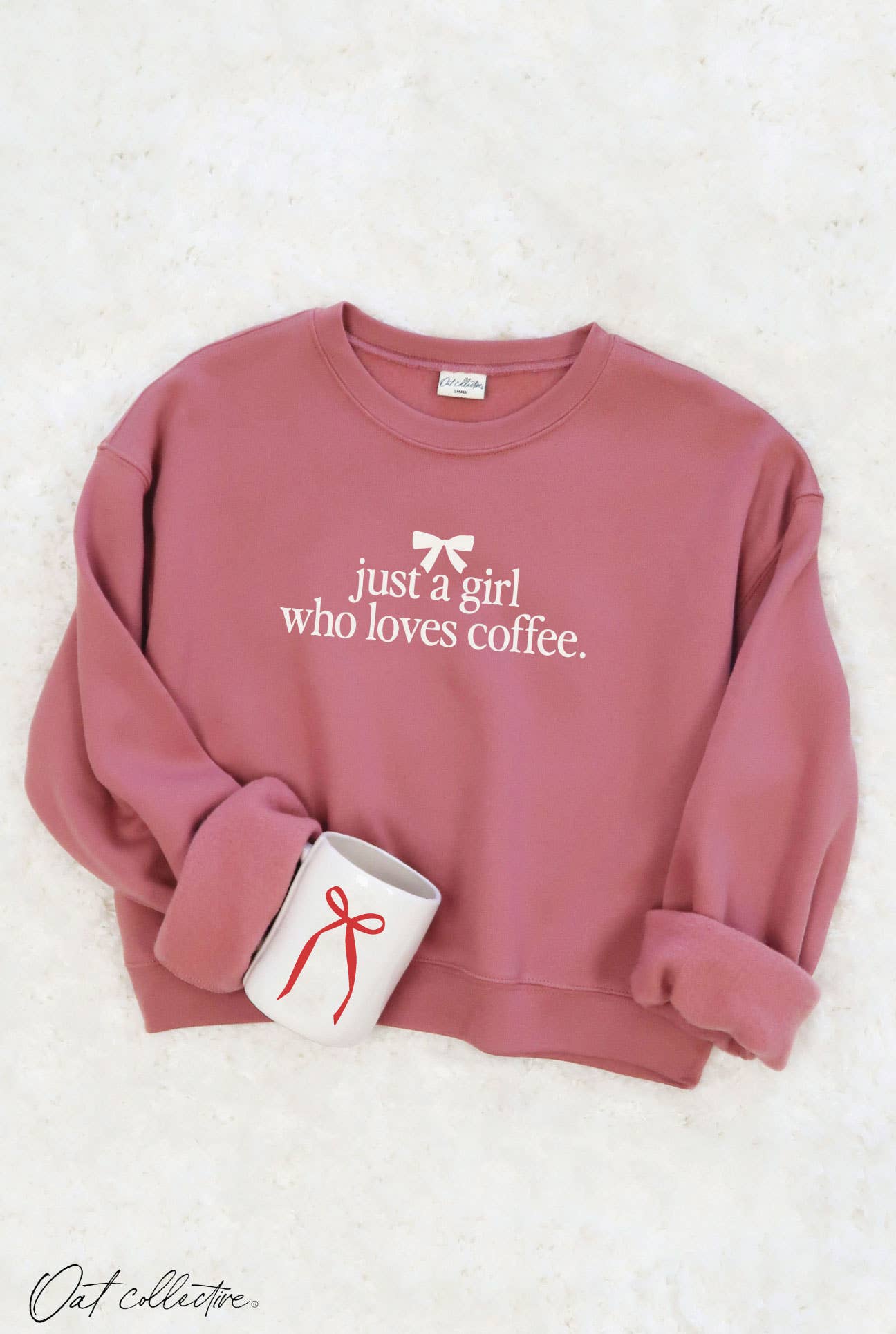 Just A Girl Who Loves Coffee Mid Cropped Graphic Sweatshirt