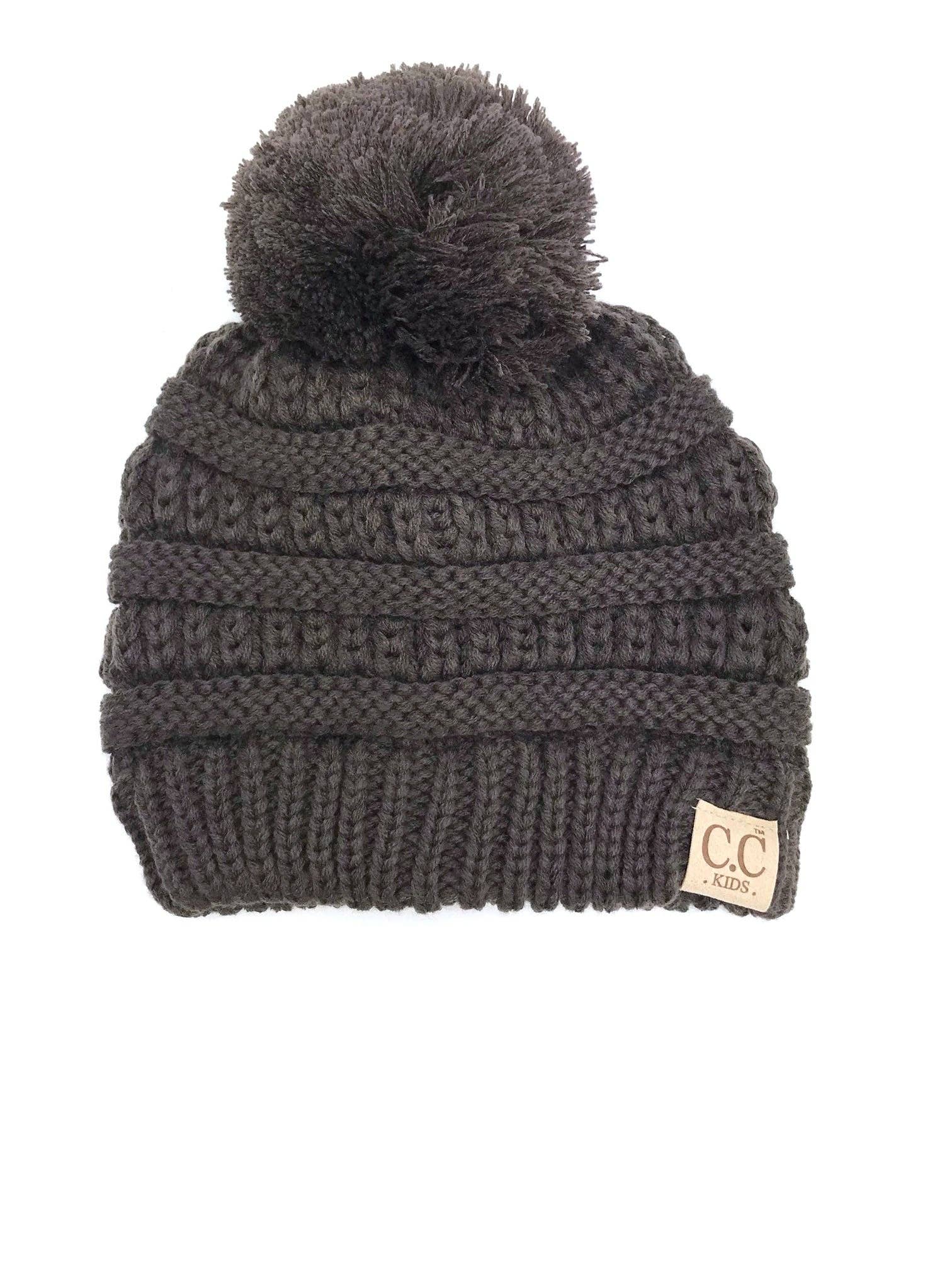 YJ-847 Pom Brown Kid Beanie