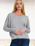 1016 Viscose Front Seam Round Neck Sweater SI-26805
