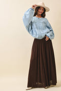 7185GK Flowy Mesh Maxi Skirt