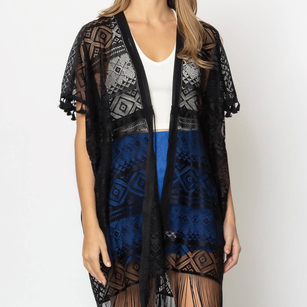 Geometric Pattern Laced Kimono