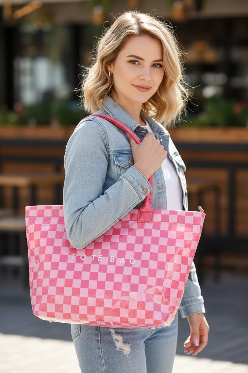 ..._ 1216 Pvc Kraft Checkered Tote Bag SI-29212