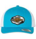 Flounder Kraken 6 Panel Trucker Snap Back Turquoise White Hat Unisex