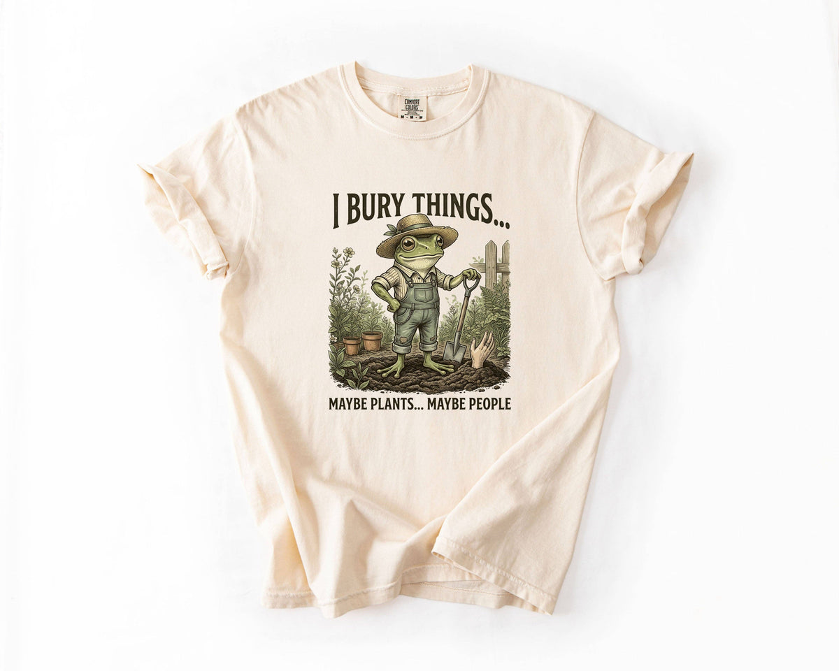 I Bury Things Funny Gardening Frog Shirt Unisex