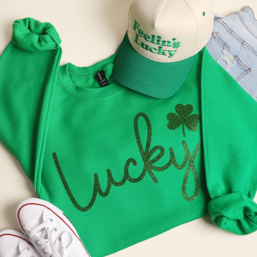 Lucky Script Glitter Heavyweight Fleece Sweatshirt
