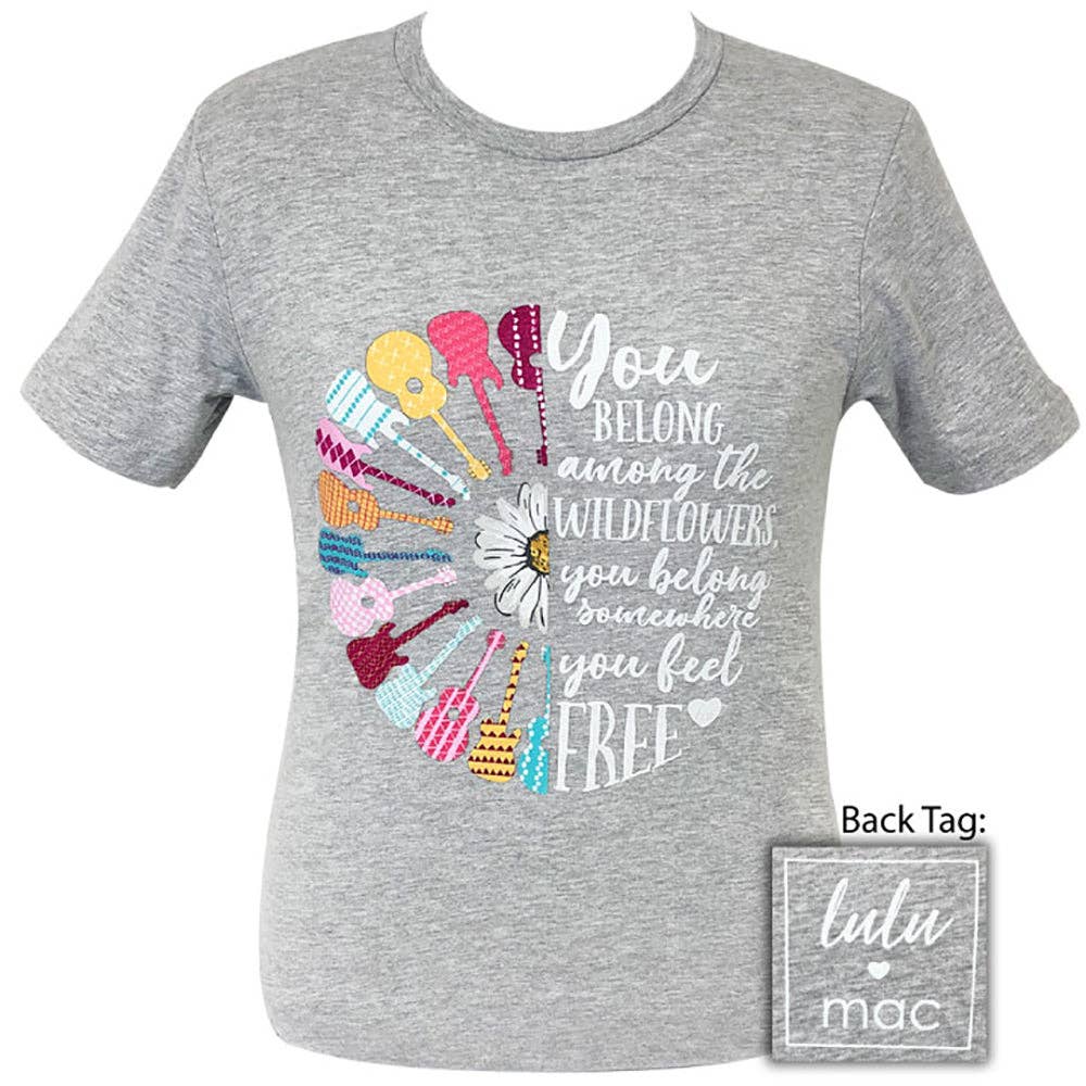 Lulu Mac-Guitars ~and Wildflowers-Athletic Heather SS-LM8