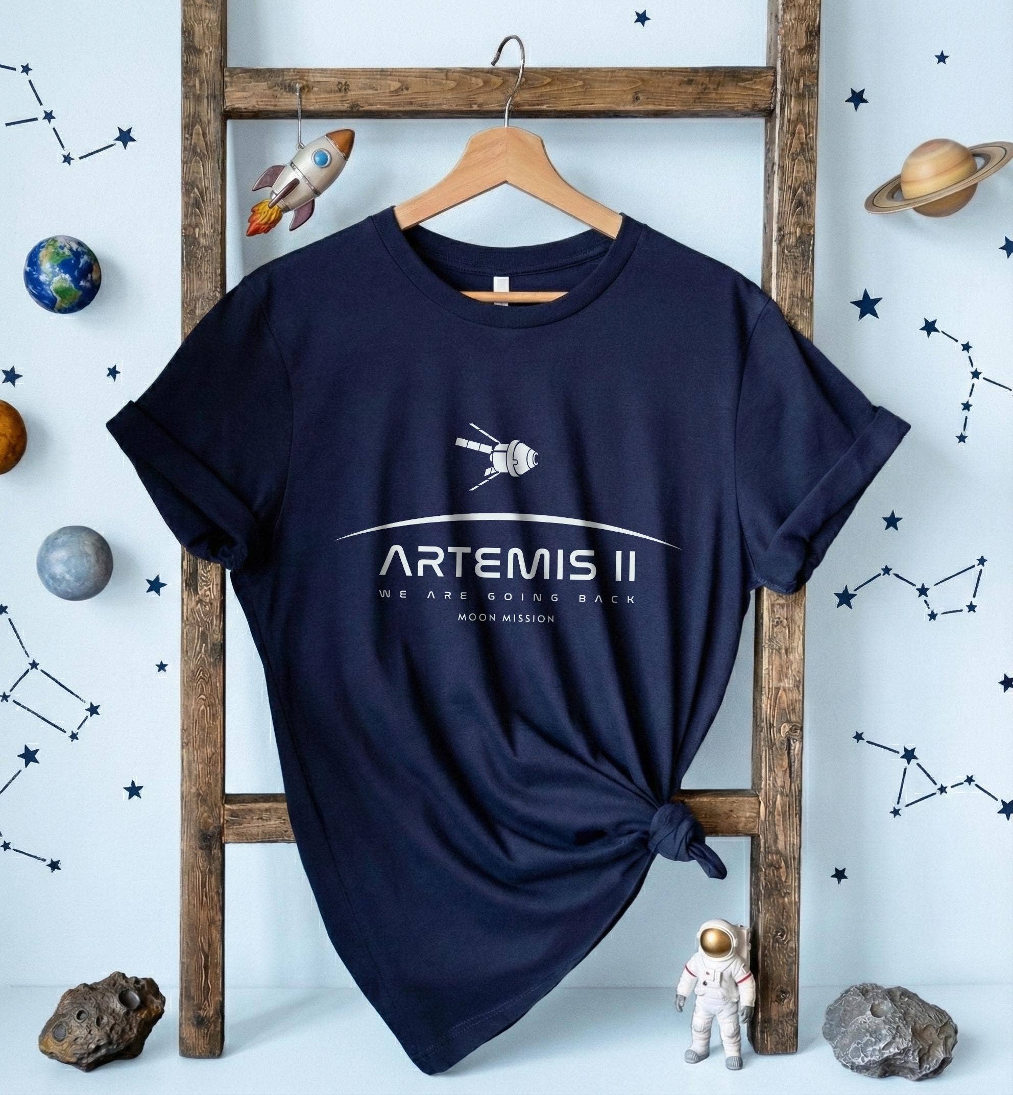 Artemis Ii Moon Mission T-Shirt, Retro Space Exploration