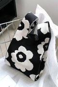 ,...SI-26505 Aesthetic Flower Knitted Tote Handbag