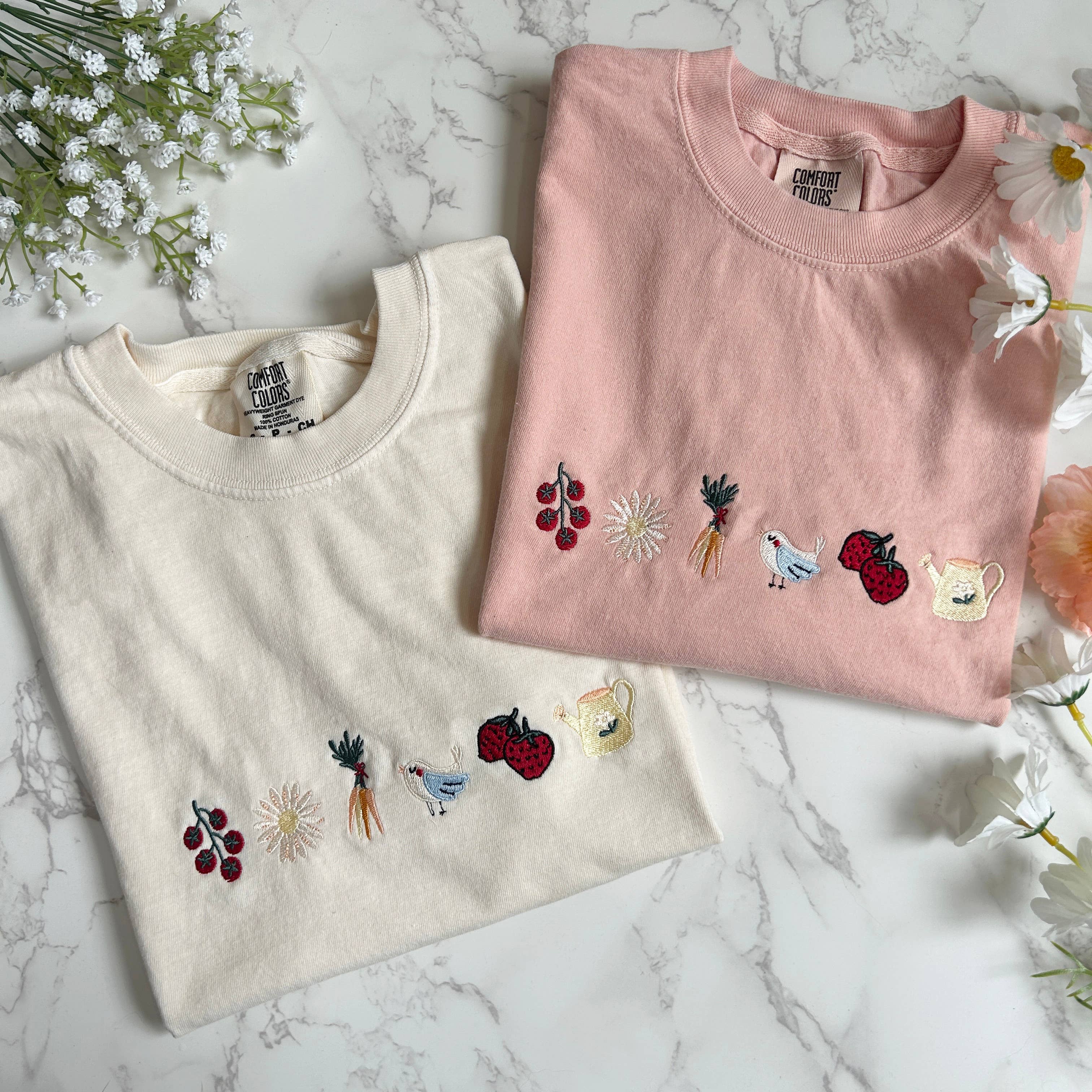Embroidered Summer Gardening Cottagecore Women's Crop Tshirt