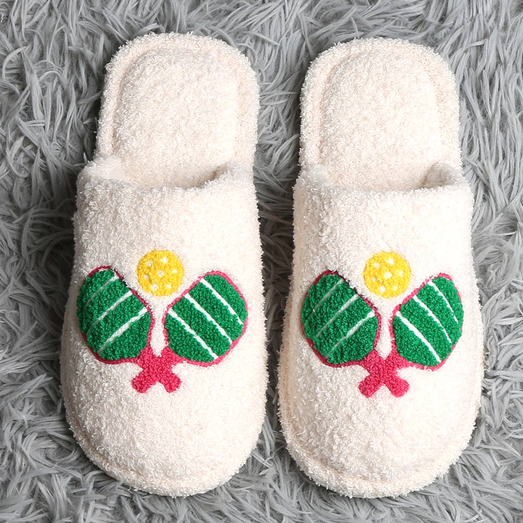 Pickleball Embroidered Indoor Home Slippers