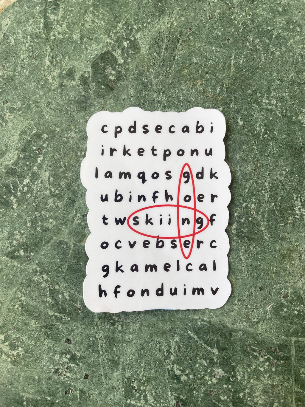 Gone Skiing Crossword Puzzle Sticker Unisex