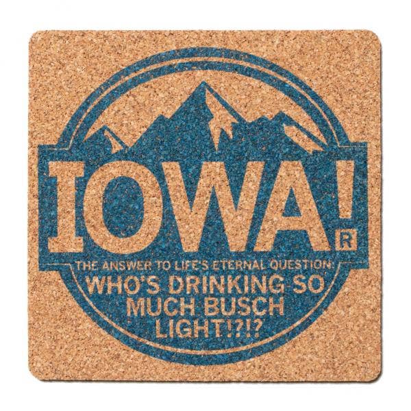 Iowa: Light Beer Cork Coaster