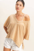 Oversized V-Neck Short Sleeve Top